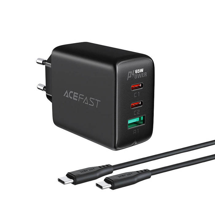 Acefast 2w1 ładowarka sieciowa 2x USB-C USB 65W