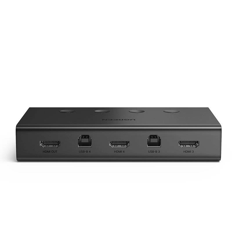 Ugreen przełącznik KVM (Keyboard Video Mouse) 4 x 1 HDMI (żeński) 4 x USB (żeński) 4 x USB Typ B (żeński) czarny (CM293)